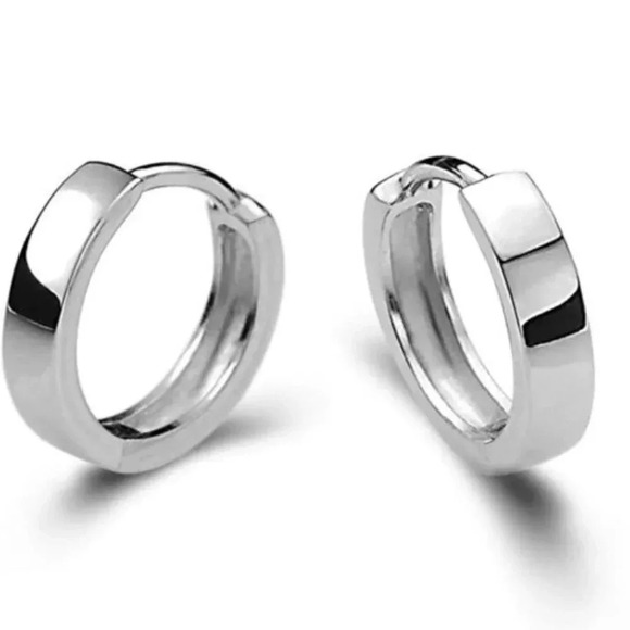 925 Sterling Silver Huggie Hoop Earrings - Picture 1 of 6